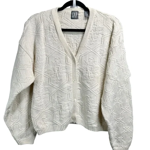 Vintage GAP Heavy Cable Knit Cardigan Sweater - Picture 3 of 5